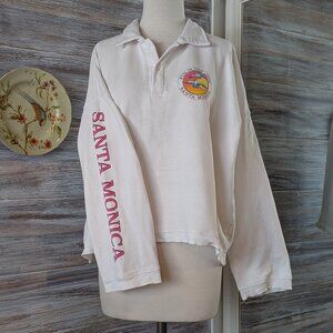 John Galt Brandy Melville Sweatshirt SANTA MONICA FUN IN THE SUN Collared OS